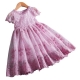 Bambina Abito Vestito Ricamato Tulle Pizzo Principessa Cerimonia Festa Ballo 3-7