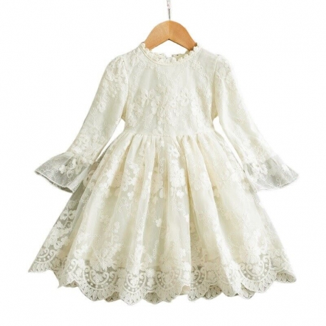 Girls Dress Embroidered Tulle Lace Princess Ceremony Party Prom 3-7