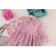 Girls Dress Pink Embroidered Tulle Lace Princess Ceremony Party Prom 3-7