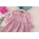 Girls Dress Pink Embroidered Tulle Lace Princess Ceremony Party Prom 3-7