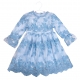 Girls Dress Blue Embroidered Tulle Lace Princess Ceremony Party Prom 3-7