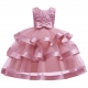 Bambina Abito Vestito Principessa Pizzo Cerimonia Festa Ballo 4-8anni Rosa Antic