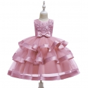 Bambina Abito Vestito Principessa Pizzo Cerimonia Festa Ballo 4-8anni Rosa Antic