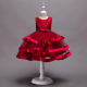 Bambina Abito Vestito Principessa Pizzo Cerimonia Festa Ballo 4-8anni Rosso V 02