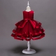 Girl Dress Princess Lace Ceremony Party Dance 4-8years Red V 02