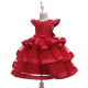 Bambina Abito Vestito Principessa Perline Cerimonia Festa Ballo 4-8anni Rosso 03