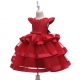 Girls Dress Princess Dress Beaded Ceremony Party Dance 4-8years Red 03