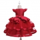 Girls Dress Princess Dress Beaded Ceremony Party Dance 4-8years Red 03