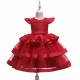 Girls Dress Princess Dress Beaded Ceremony Party Dance 4-8years Red 03