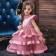 Bambina Abito Vestito Principessa Perline Cerimonia Festa Ballo 4-8anni Rosa 03