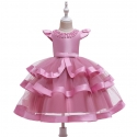 Bambina Abito Vestito Principessa Perline Cerimonia Festa Ballo 4-8anni Rosa 03