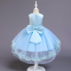 Abito Vestito Principessa Tulle Cerimonia Festa Ballo Bambina 4-8anni Celeste 04