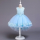 Abito Vestito Principessa Tulle Cerimonia Festa Ballo Bambina 4-8anni Celeste 04
