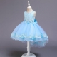 Abito Vestito Principessa Tulle Cerimonia Festa Ballo Bambina 4-8anni Celeste 04