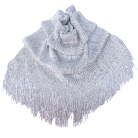 Beige Elegante Sciarpa Leggera Stola Scialle Frange Filo Brillante Foulard Coprispalle