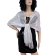 Beige Elegant Light Scarf Stole Shawl Fringed Thread Bright Foulard Shrug