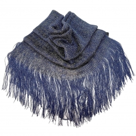 Blue Dark Gold 021 Elegant Light Scarf Stole Shawl Fringed Thread Bright Foulard Shrug