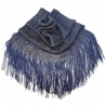 Blu dark oro 021 Elegante Sciarpa Leggera Stola Scialle Frange Filo Brillante Foulard Coprispalle