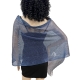 Blu elettrico 010 Elegante Sciarpa Leggera Stola Scialle Frange Filo Brillante Foulard Coprispalle