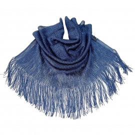 Dark Blue 023 Elegant Light Scarf Stole Shawl Fringed Thread Bright Foulard Shrug