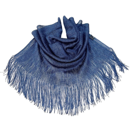 Blu dark 023 Elegante Sciarpa Leggera Stola Scialle Frange Filo