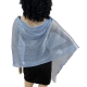 Blu dark 023 Elegante Sciarpa Leggera Stola Scialle Frange Filo Brillante Foulard Coprispalle
