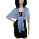 Blu dark 023 Elegante Sciarpa Leggera Stola Scialle Frange Filo Brillante Foulard Coprispalle
