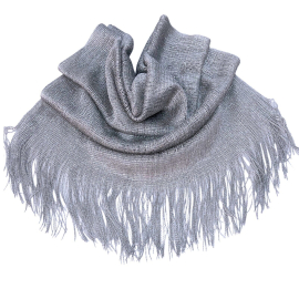 Silver gray 019 Elegant Light Scarf Stole Shawl Fringed Thread Bright Foulard Shrug