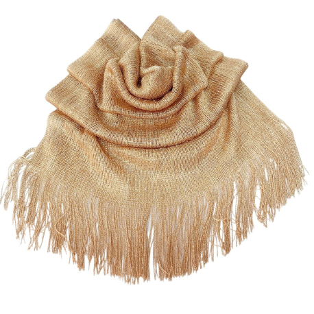 LIght gold 05 Elegant Light Scarf Stole Shawl Fringed Thread Bright Foulard Shrug