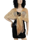 Oro light 05 Elegante Sciarpa Leggera Stola Scialle Frange Filo Brillante Foulard Coprispalle