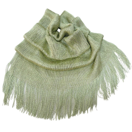 Verde 01 Elegante Sciarpa Leggera Stola Scialle Frange Filo Brillante Foulard Coprispalle