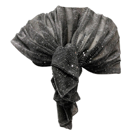 Argento Scuro Pois Elegante Sciarpa Stola Plissettata Luminosa Leggera Foulard Sciale Coprispalle