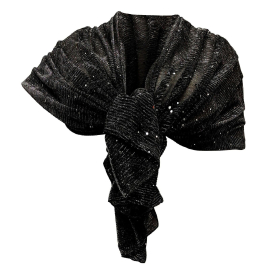 Black Pois Elegant Scarf Light Pleated Stole Light Scarf Shawl Cover