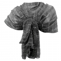 Nero Argento Striscia Elegante Sciarpa Stola Plissettata Luminosa Leggera Foulard Sciale Coprispalle