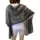 Black Silver Stripe Elegant Scarf Light Pleated Stole Light Scarf Shawl Cover