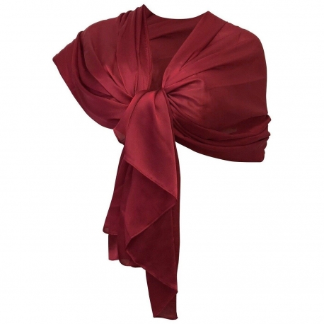 EleRosso scuro Sciarpa Seta Scialle Foulard Coprispalle Stola Cerimonia Matrimonio