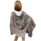 Argento Elegante Sciarpa Tango Misto Seta Foulard Sciale Semi Trasparente Effetto Pizzo
