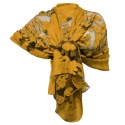 Giallo Elegante Sciarpa Tango Misto Seta Foulard Sciale Semi Trasparente Effetto Pizzo
