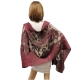 Red Elegant Tango Scarf Blended Silk Foulard Semi Transparent Shawl Lace Effect