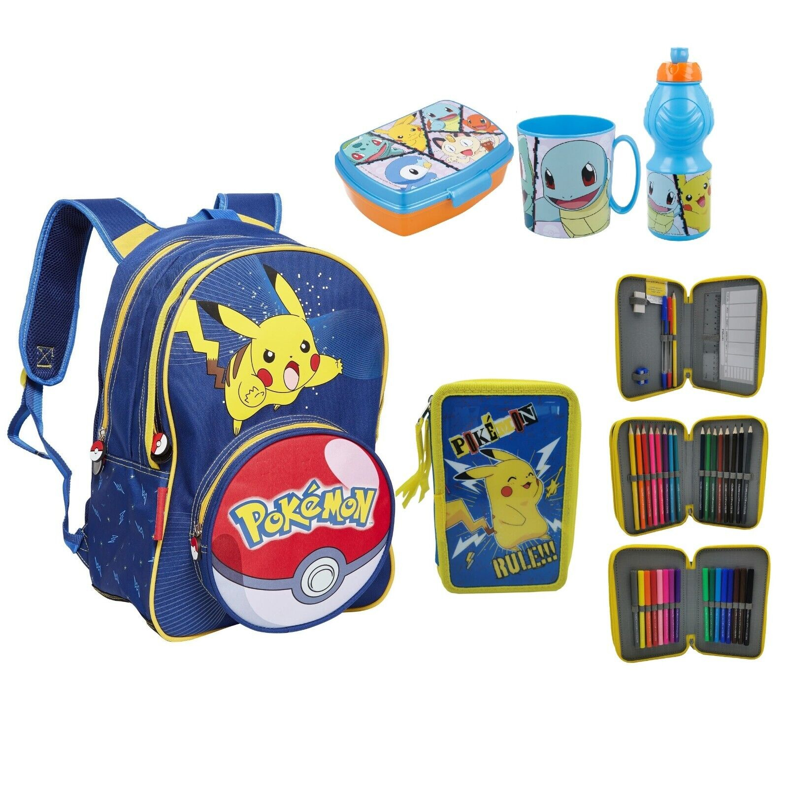 Pokemon Pikachu set Grande Zaino Astucci 3zip Lunchbox Scuola Elementare  Bambino - LaTuaPreferita