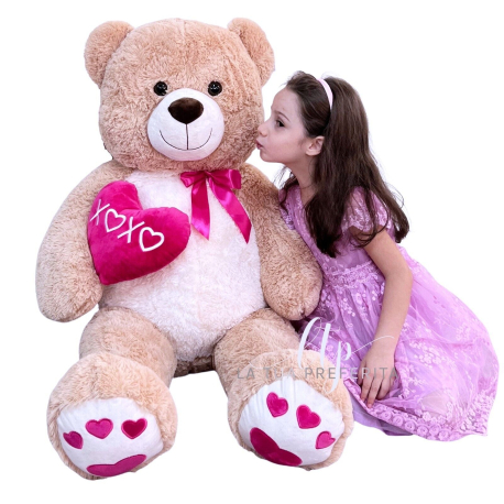 Gigante Orso 140cm Marrone con Bandana Peluche Orsacchiotto Soft Big Size XXXL