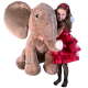 Giant Plush Elephant Ginger Hairy 80cm Sitting Plush Soft Big Size XXXL