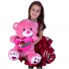 Orso con Cuore 50cm Grande Morbido Peluche Rosa Filo Oro Soft Big Plush XL