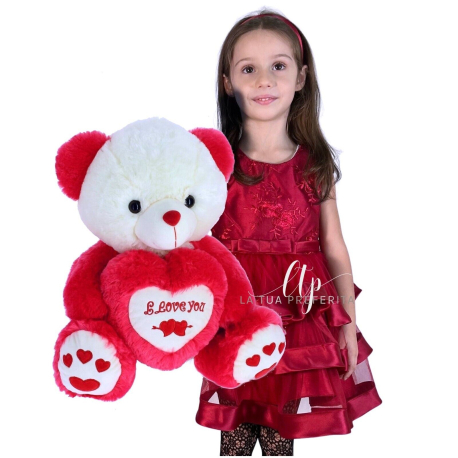 50cm Big Plush Bear with Heart I Love You Valentine's Day Fuchsia