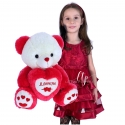 Bear with Heart 50cm Large Soft Plush White Fuchsia Soft Big Plush XL