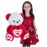 Bear with Heart 50cm Large Soft Plush White Fuchsia Soft Big Plush XL