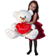 Big Plush Bear 65cm with Heart Love Valentine White