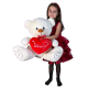 Orso 65cm Grande Peluche con Cuore Love San Valentino Bianco
