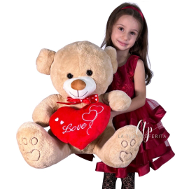 Big Plush Bear 65cm with Heart Love Valentine Beige