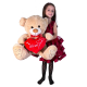 Orso 65cm Grande Peluche con Cuore Love San Valentino Beige